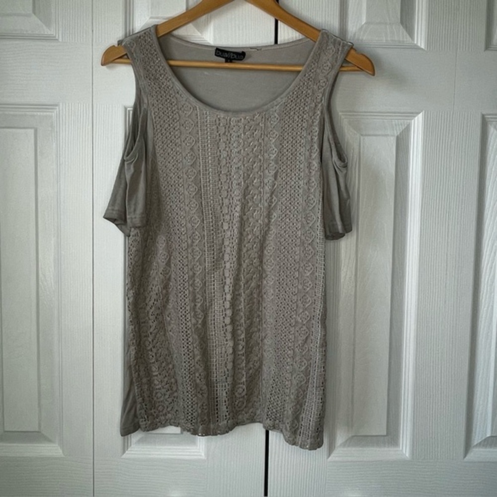 Bua/Bua Ladies Small Gray Tank Lace Front‎ Off Shoulder Sleeve Boho